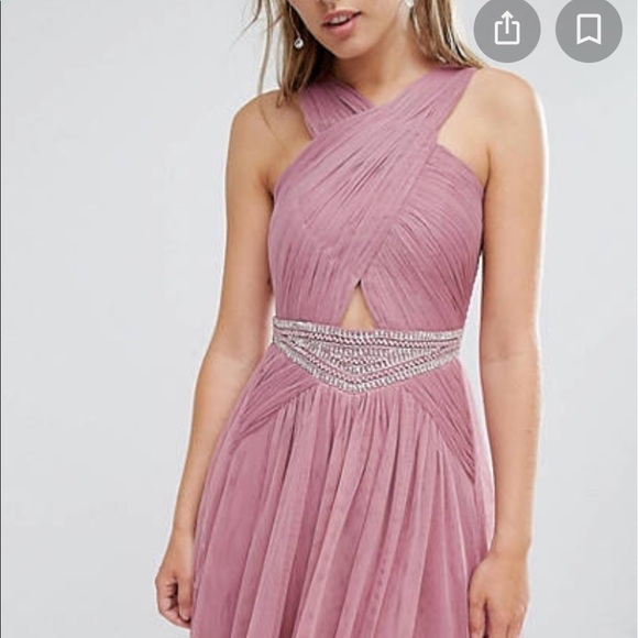 Little Mistress cross embellished maxi dress Sz 6 petite - Picture 1 of 13